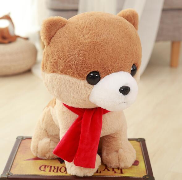 1ks 30cm Krásný vycpaný pejsek se šátkem Měkké roztomilé zvířátko Kreslený plyšový pes panenka pro děti B