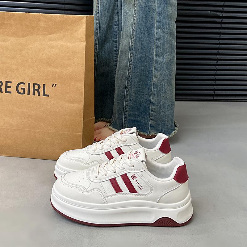 CRLAYDK Klassische Damen-Sneaker Bequeme Lässige Skateboarding Walking Low Top Schuhe Plateau PU-Leder Weiß Sport Tennis