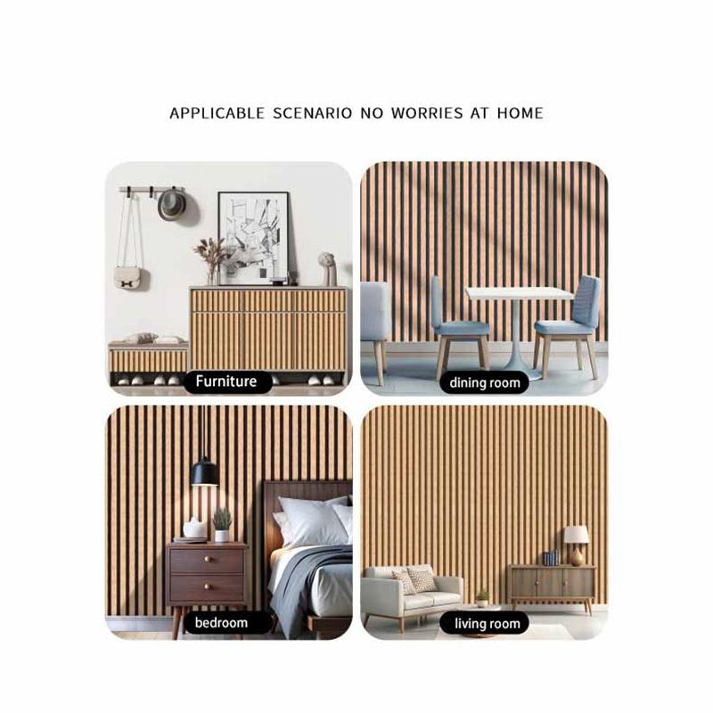 45cm*10m Self-Adhesive PVC Waterproof Peel & Stick 3D Striped Panels Wood Grain Wallpaper Furniture Accent Walls & Home Renovation Decor