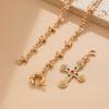 Long Tassel Cross Necklace Sparkling Necklace Fashion Neck Jewelry Alloy Texture for Women Creative Alloy Designs