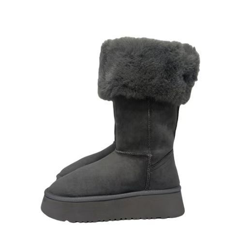 Maillard Big Hair Two Knee Snow Boots 2025 Winter Suede Round Head Northeast Thickened Fur Warm Snow Cotton