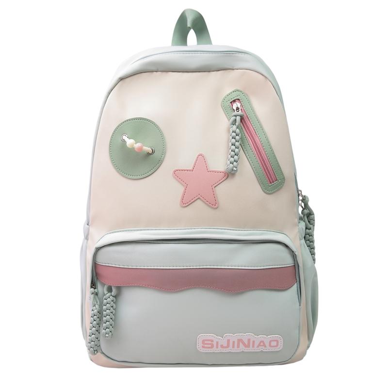 Color Block Student Schoolbag Large Capacity Backpack Women's Travel Backpack