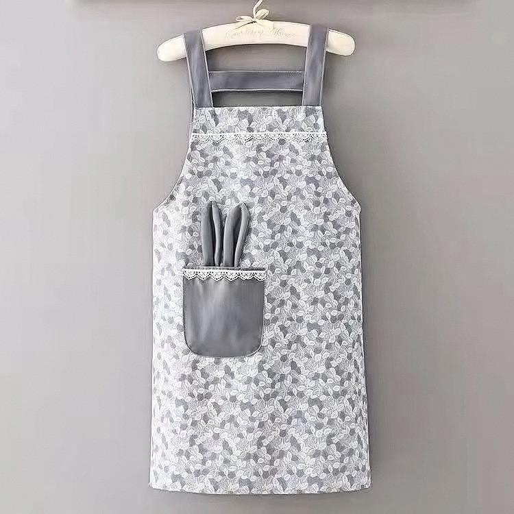 Apron Prevents Oil Stains Dirt Little Rabbit Pattern Lace Unisex Gift Design