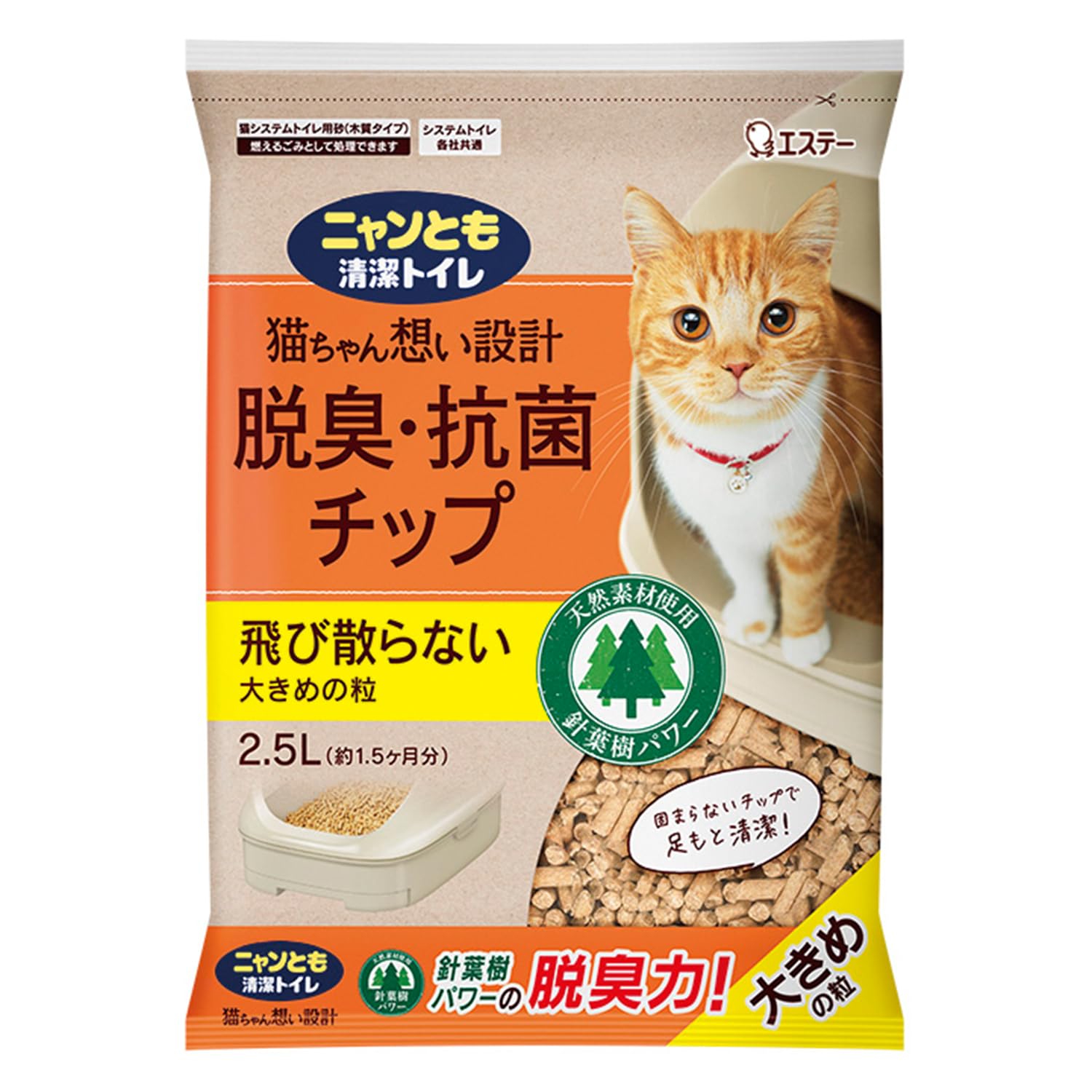 

Nyan Tomo Clean Toilet Chip Большие частицы для системного туалета Дезодорирующий/Антибактериальный 2,5 л [Кошачий наполнитель]