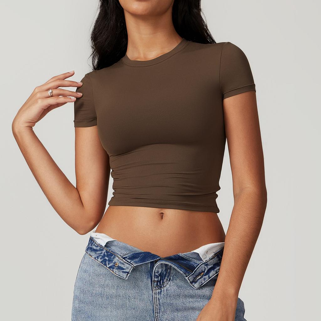 New Casual And Versatile Tight Fitting Quick Drying Fitness Top, Yoga Clothes, Running Pilates Sports T-Shirt, Short Sleeved