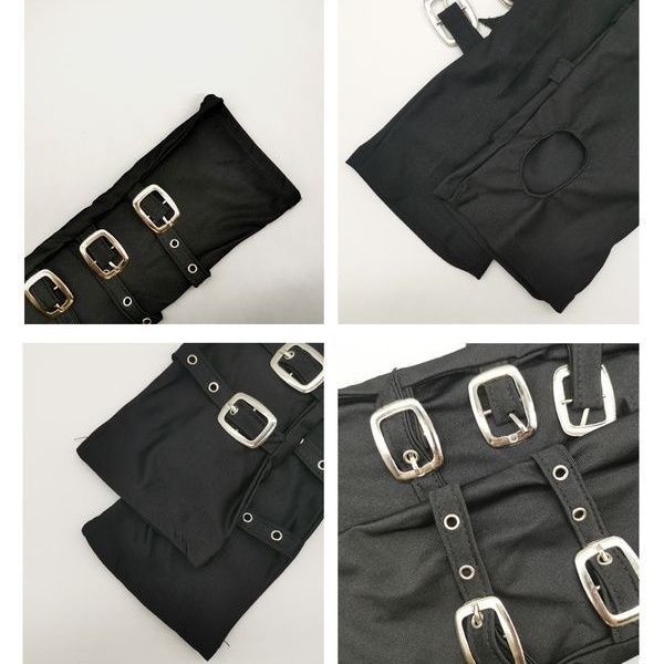 Breathable and UV-resistant dark metal sleeves, black half-exposed finger gloves, punk sun protection sleeves