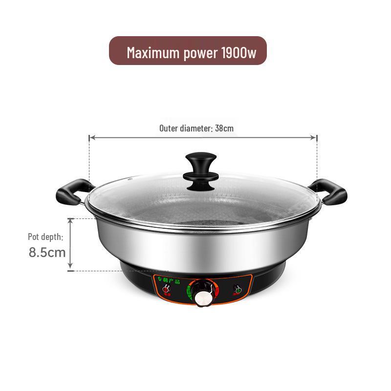 Stainless Steel Non-stick Electric Pancake and Frying Pan - Deepened and Enlarged Multi-functional Flat Bottom Grill Pan.