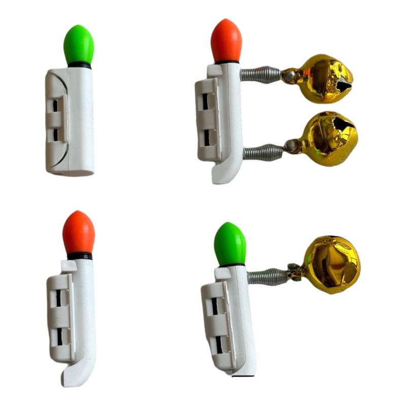 1 Piece Double Bells Rod Clip Fishing Bite Alarms Fishing Rod Bells Ring Induction Lamp Bright Night Flash Led Without Battery