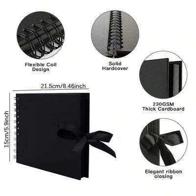 Album Scrapbook Czarne Karty Księgi Pamięci DIY Trwały Papier Rzemieślniczy Albumy na Zdjęcia na Prezent na Urodziny Ślub Rocznicę Księga Pamięci