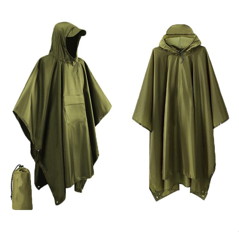 Outdoor 3 In 1 Military Raincoat Hooded Sleeve Waterproof Rain Poncho Motorcycle Rain Cover Camping Hiking Travel Rainwear Tent