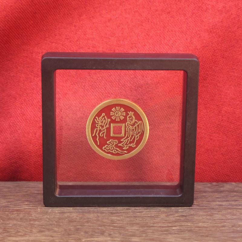 Antique Brass Coin Picture Frame With Chinese Lucky Money Design Prosperity Decoration Collectible Artifact For Home Office