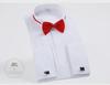 Swallowtail White Men's Stand Collar Long Sleeve Performance Dress Shirt