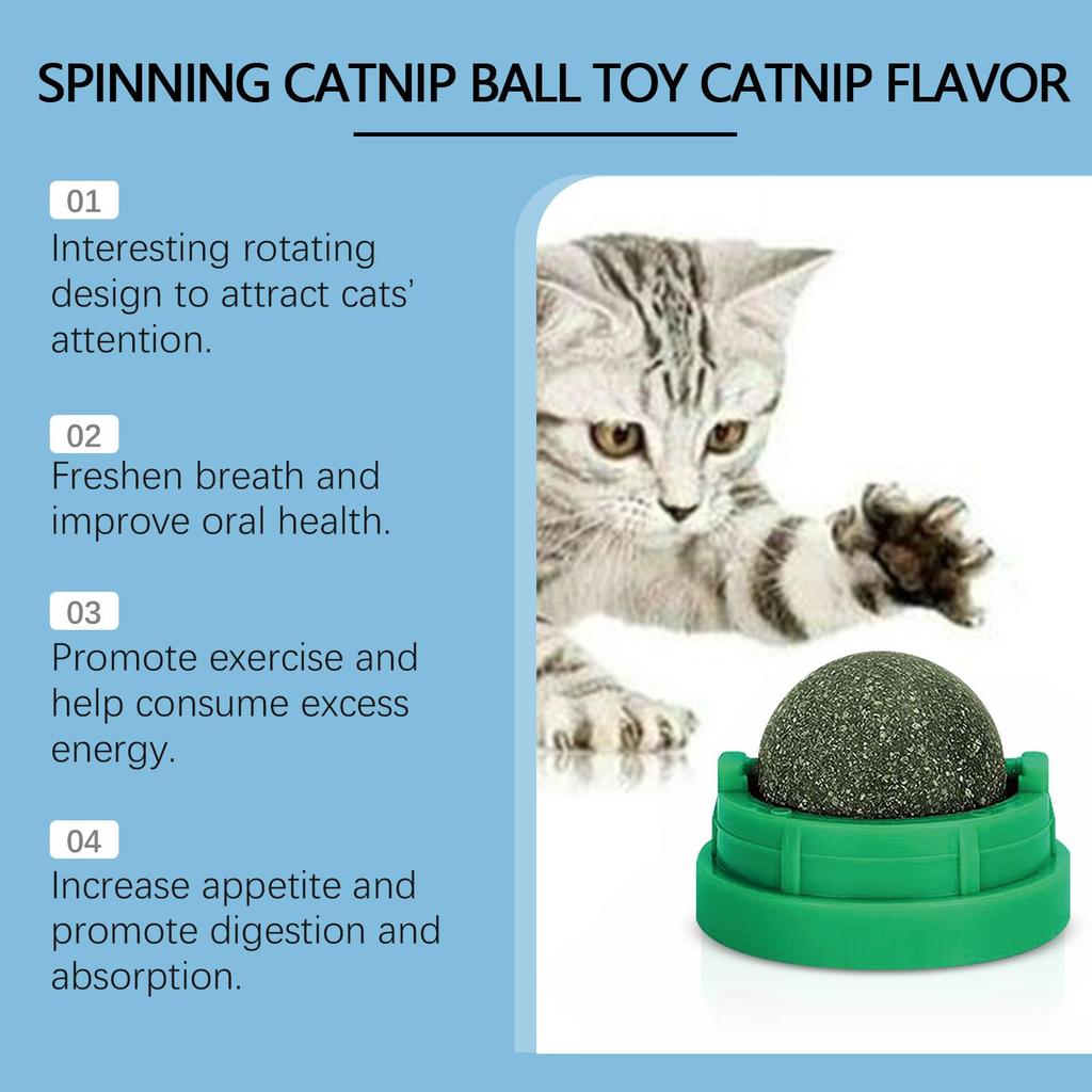 YEGBONG Mint Flavored Spinning Cat Ball Toy (1pc) - Safe Chewing Toy for Cats, Dental Cleaning and Care, Spinning Mint Ball for Your Cat's Health