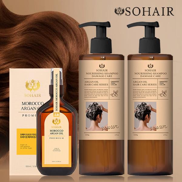 SOHAIR Nourishing Shampoo (2 x 1000ml) + Premium Hair Essence (1 x 100ml)