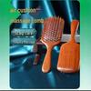 Engraved Sandalwood Cushion Brush & Massage Comb for Long Hair Beauty