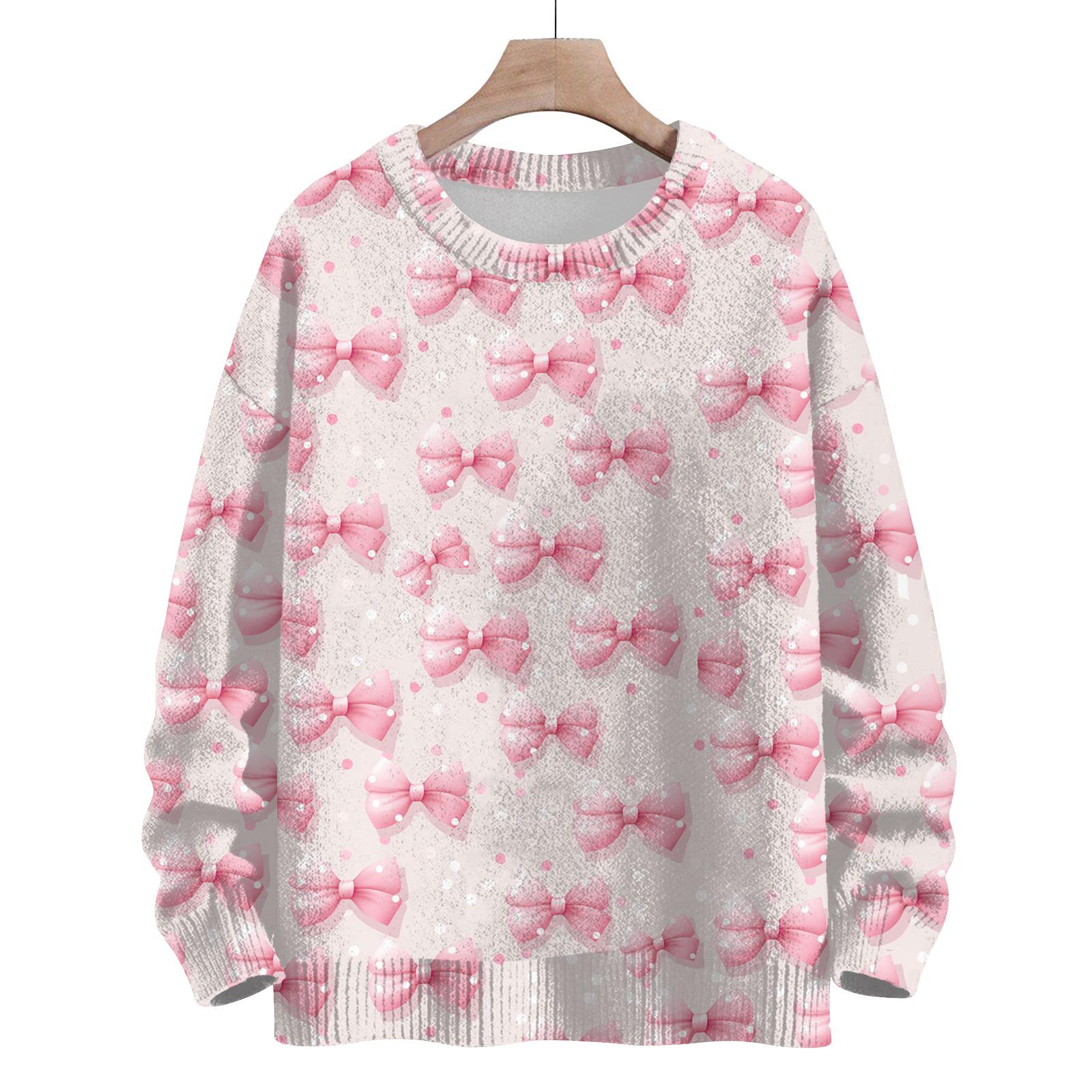 

Женский повседневный свитер из шерсти с длинным рукавом и бантом, осенний, для отпуска, пуловер с длинным рукавом XL