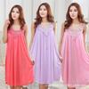 Chinese New Year Summer Simulated Silk Pajamas Women's Sexy Pajamas Summer Ice Silk Lace Swing Skirt Solid Color Loungewear