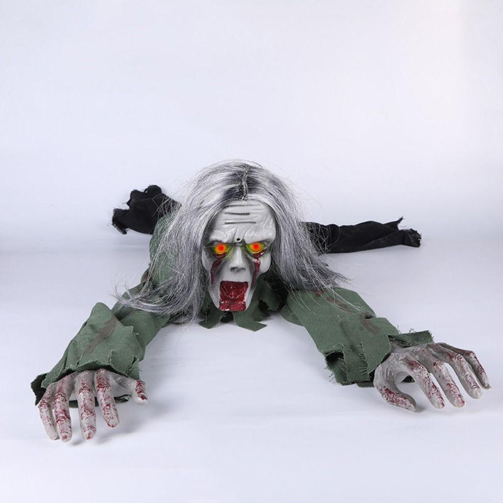 Bald Head Halloween Crawling Ghost Electric Climbing Zombie Figure Haunted House Prop