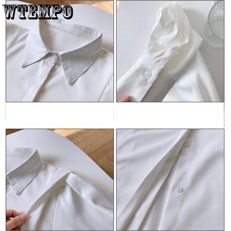 Vintage Satin Ruffle Shirt Women's White Design Sense Small Spring and Autumn Long Sleeved Premium Chic Shirt