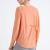 Women's Long-Sleeve Quick-Dry Yoga Top: Nude Open Back, Breathable, Loose Fit, Sun Protection for Running and Fitness.