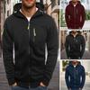 Men Spring Fall Fitness Hoodie with Zipper Pockets Zip-up Cardigan Thick Solid Color Daily Coat Elastic Cuffs And Hem Jacket for Travel And Work