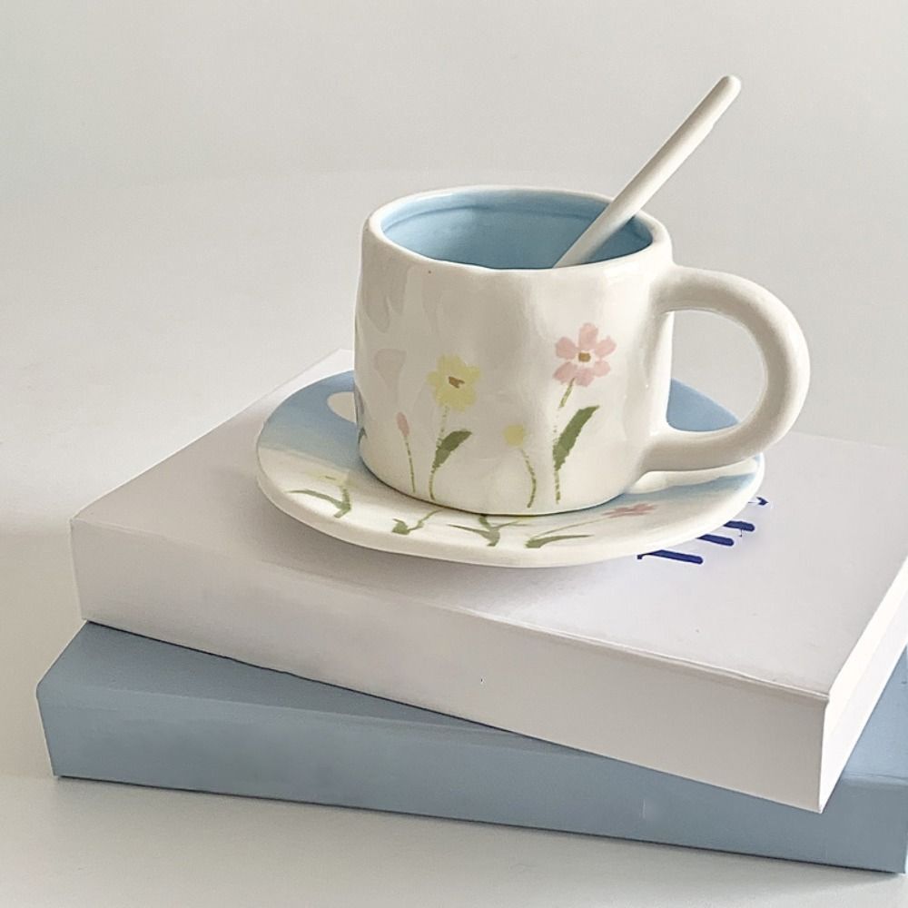 Hand Pinched Milk Mugs Ceramic Milk Tea Cup Ins Korean Style Oatmeal Breakfast Mug  Kitchen
