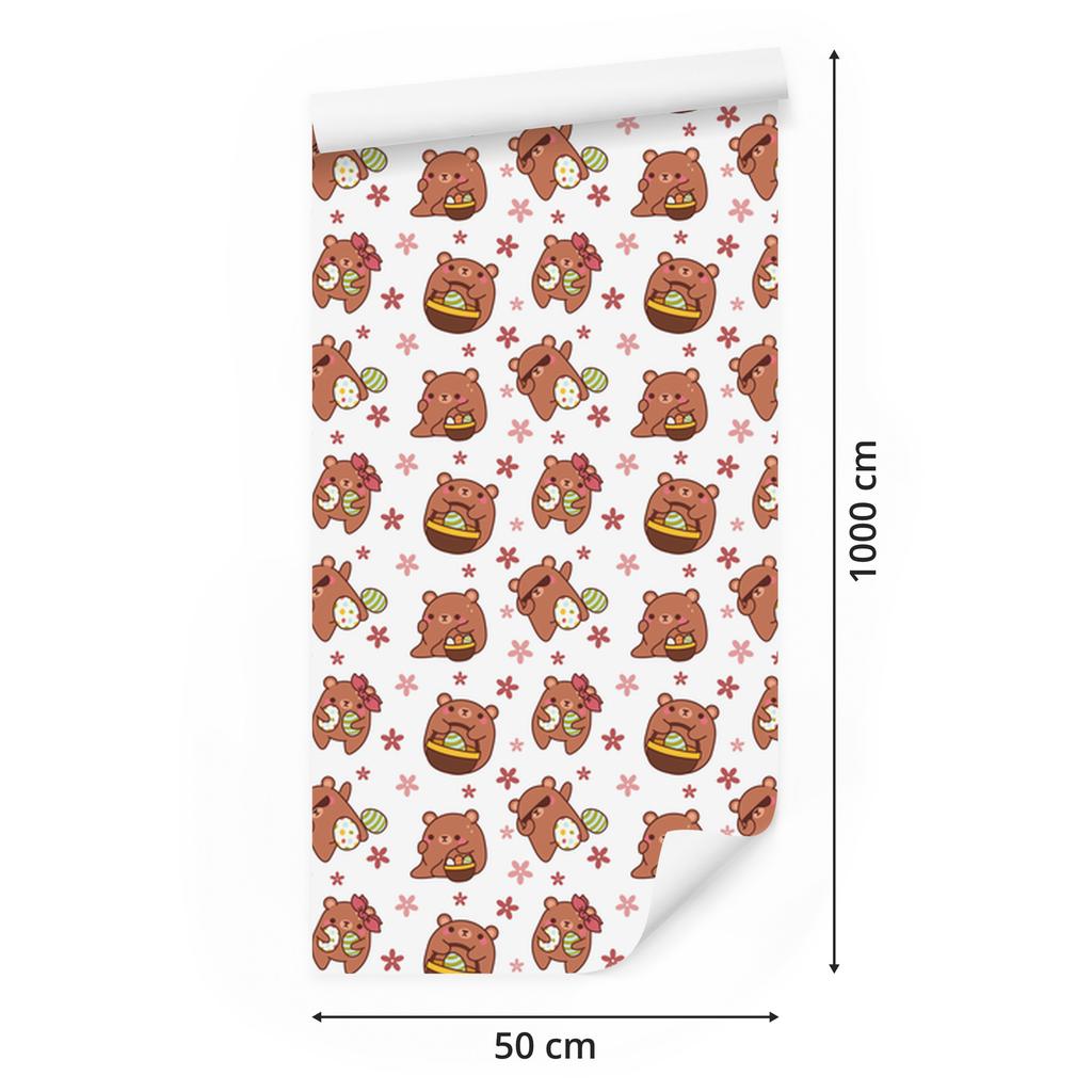 Bear Wallpaper White and Orange for Living Room and Bedroom 50x1000