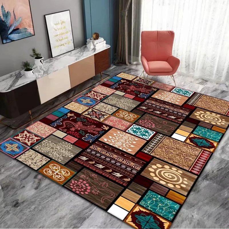 Vintage Bohemian Moroccan Living Room Carpet Sofa Tea Table Carpet Ethnic Style Home Large Area Bedroom Bedside Carpet