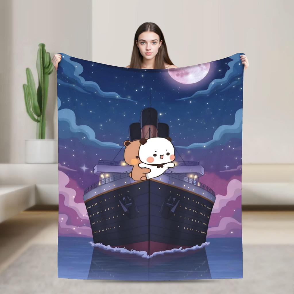 Cartoon Panda Bubu Dudu Blanket Fleece Spring Autumn   Multifunction Warm Throw Blanket for Home Bedroom Plush Thin Quilt