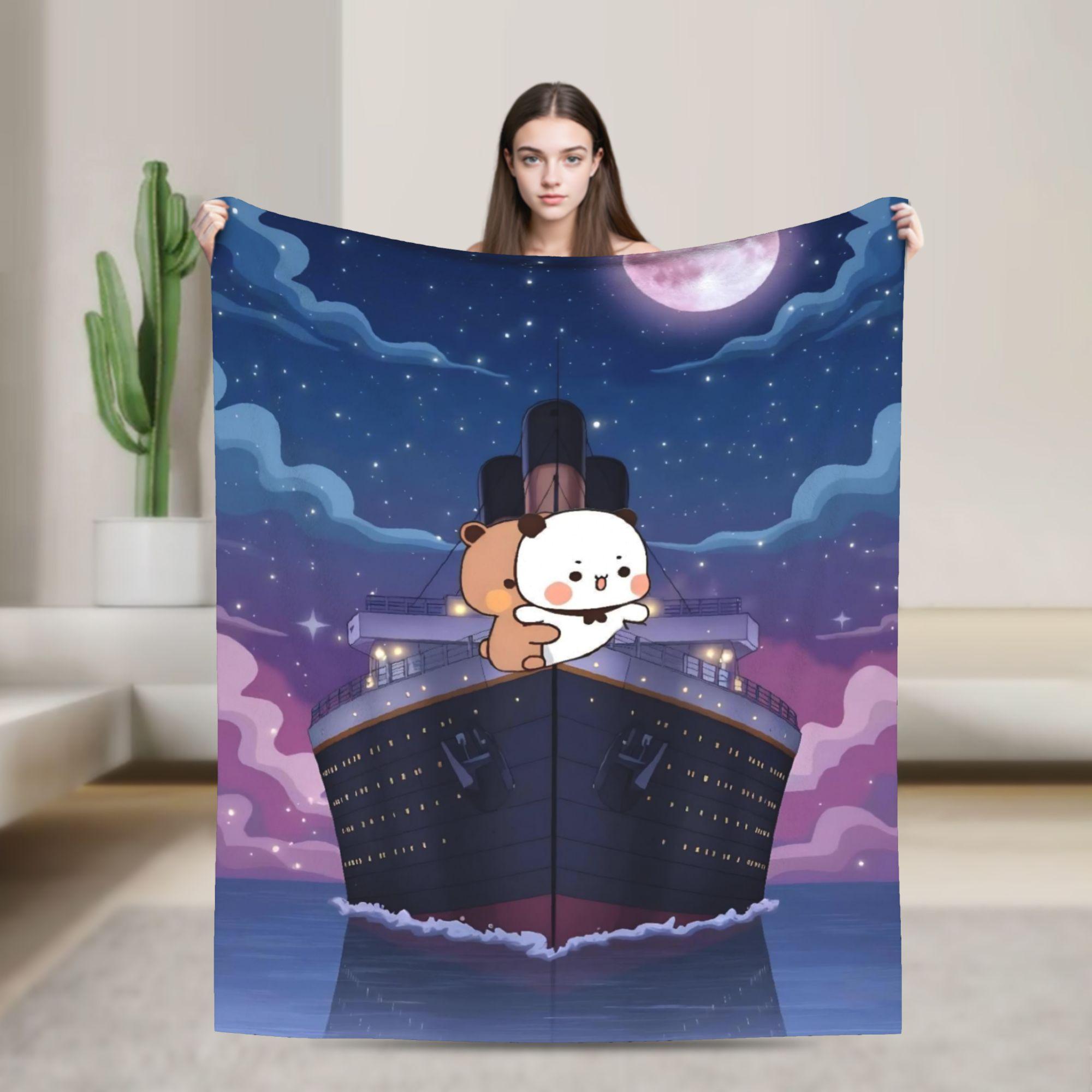 

Cartoon Panda Bubu Dudu Blanket Fleece Spring Autumn Multifunction Warm Throw Blanket for Home Bedroom Plush Thin Quilt 100x150cm