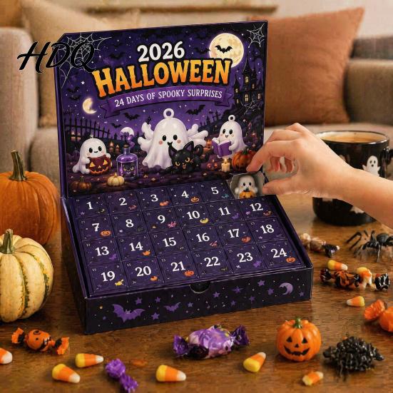 Creepy Countdown to Halloween Advent Calendar with 24 Horror Figures Mini Cute Ghost Day Toy Set Decorations Spooky Gift Box for Kids And Collectors
