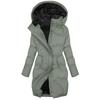 Women's Fashion Solid Color Long Sleeved Hooded Long Zipper Cotton Jacket Warm Coat Down Jacket