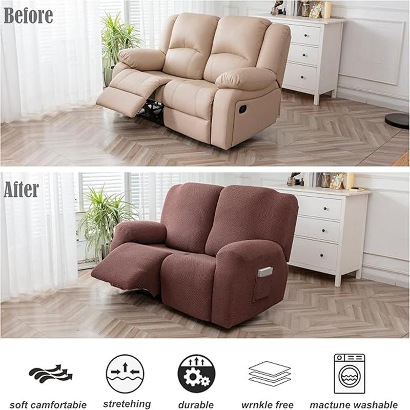 8pcs/set Waterproof  2Seater Recliner Sofa Covers  All-inclusive Loveseat Center Console Sofa Covers