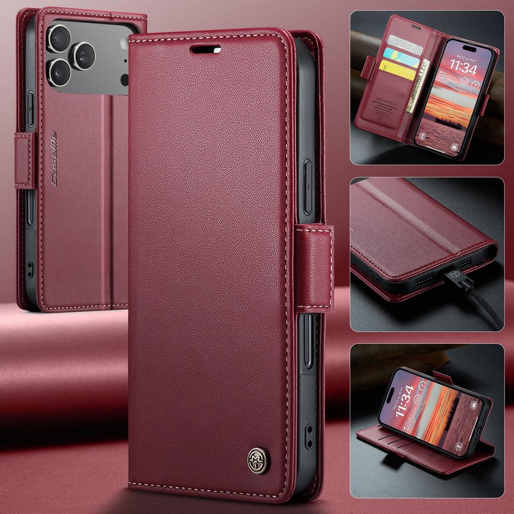 CaseMe-023 Flip Leather Case For iPhone 17 Pro Max Luxury Magnetic Wallet Card Slots Cover Stand Protectives Skins Shell