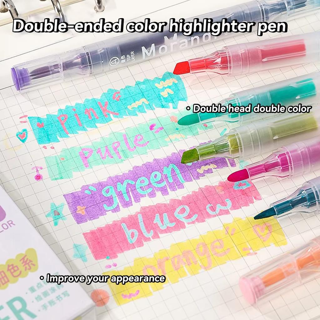 5 Pcs Double Ended Magic Color Change Highlighter Kit, Student Diary Scrapbook DIY Production, for Marking, Underline, Painting