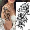 Sketch Rose Temporary Tattoo - Black & White Floral Design