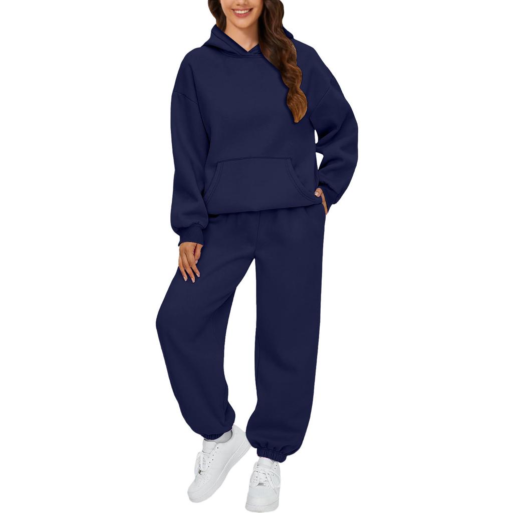 Women's Leisure Suit Long Sleeved Loose Hoodie Sweatshirts and Trouser Autumn Female Fashion Two Piece Set