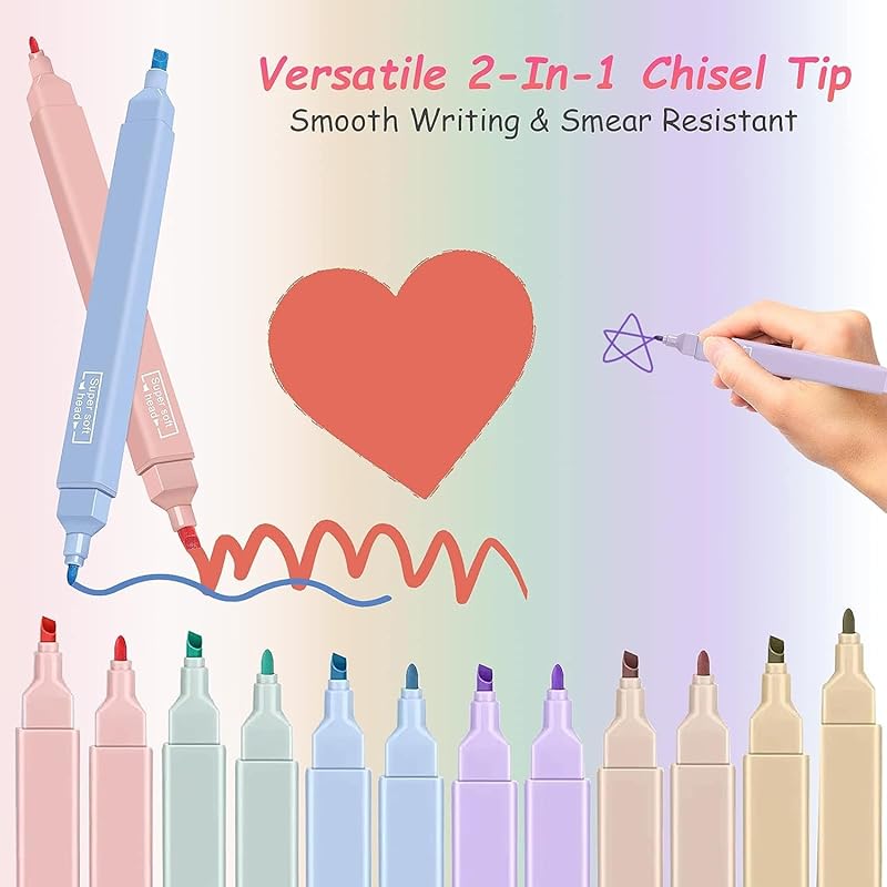 

UCRAVO Pastel Highlighters Aesthetic School Supplies, 6Pcs Cute Highlighter with Mild Soft Chisel Tip, No Bleed Marker P 61