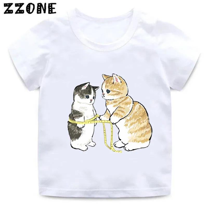 Cute Cat Drawing Print Kids Cartoon Funny TShirts Harajuku Casual Kawaii Baby Boys Summer T Shirt Children Tops Girls Clothes