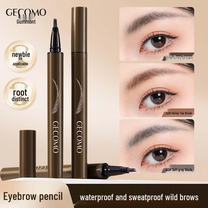 GECOMO Fine Sculpting Waterproof Brow Pencil - Long-Lasting, Defined Strokes, Sweatproof.
