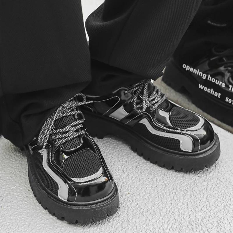 Men Casual Shoes Platform British Style Night Glow Design Oxfords High Quality Lace Up Derby Shoes Fashion Outdoor Shoes Male