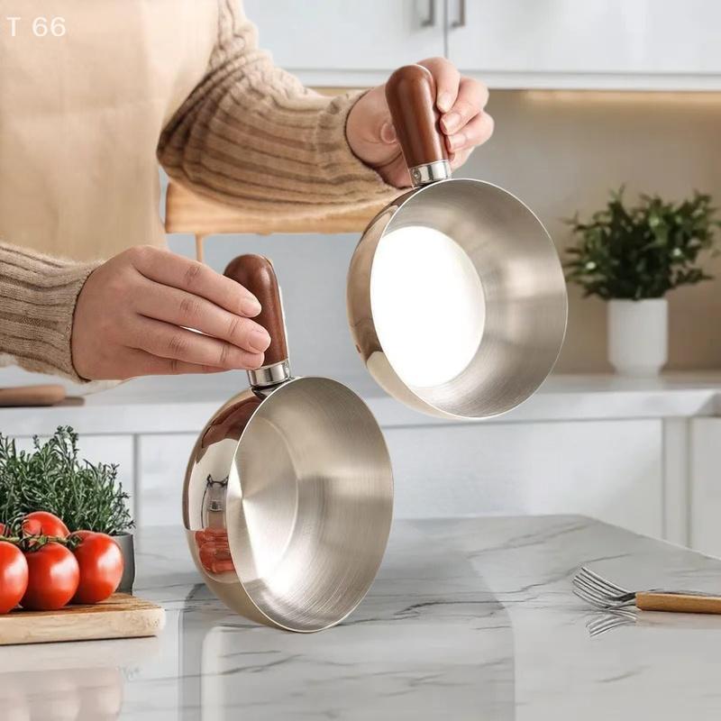 14cm Edelstahl Frühstücksschale, Obstsalatschale, Joghurt- und Müslischale Walnussholz Einzelperson Kleiner Topf