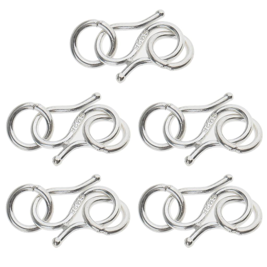5pcs of 925 Sterling Silver Hook Clasp Connectors for Bracelet Necklace 5pcs of 925 Sterling Silver Hook Clasp Connectors for Bracelet Necklace
