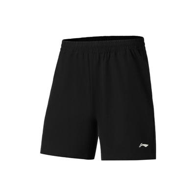 Li Ning Tischtennis Serie Einfarbiges Logo Schnelltrocknend Bedruckte Sporthorts Herrenshorts Schwarz AKSS087-2