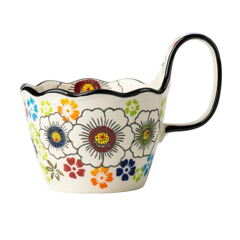 1 Pezzo Tazze in Ceramica da 400 ml con Manici e Cucchiai Tazza da Caffè Espresso Domestica Regali Disponibili Tazza per Latte Succo Tè Acqua Articoli per Bevande