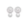 Elegant Zircon Flower Pearl Ear Clips for Women - Non-Piercing Retro Earrings, Light Luxury Exaggerated Coil Design