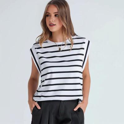 Women Summer Tank Top Striped Color Block Pullover Tops O-Neck Raglan Short Sleeves Tops Loose Fit T-shirt Streetwear