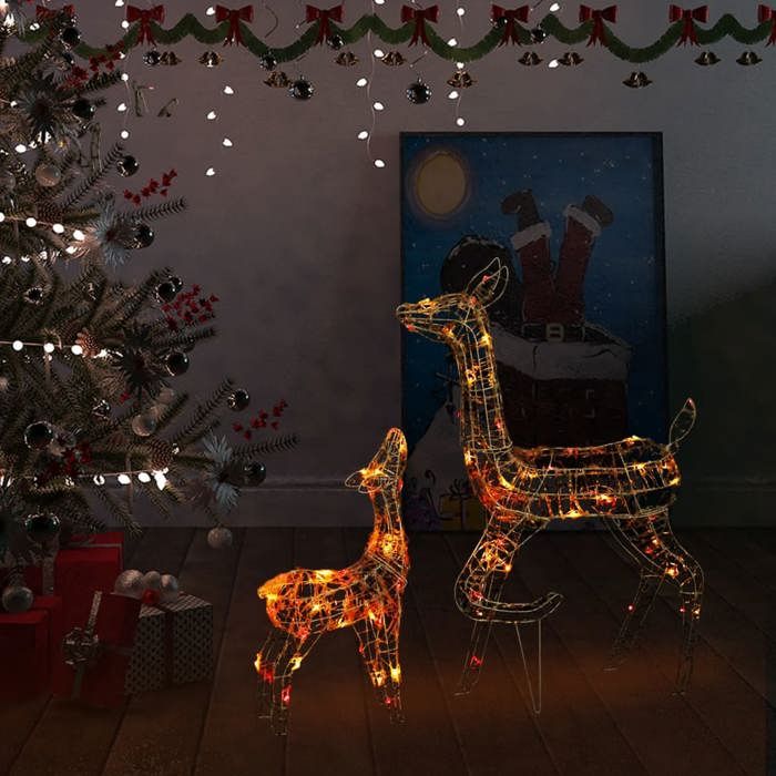 VidaXL Famille de Rennes de Décoration Rennes Lumineux Décoration de Noël Jardin Patio Arrière-cour Extérieur Intérieur 329792