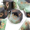 7 Pcs Black Green Golden Number Sharp Edge Resin Dice Polyhedral Dice Suitable for Role-Playing RPG    Board Game
