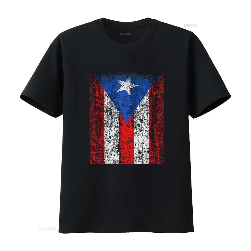 Womens Vintage Flag of Puerto Rico T Shirt Distressed vintage Washed Stretched Unisex Versatile Casual Top For Everyday Wear
